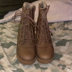 Soda Brown Lace-Up Ankle Boots